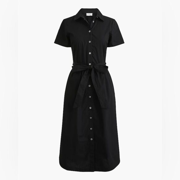 J Crew Factory NWT Short Sleeve Midi Shirtdress Size 2P (Petite) in Black - Picture 4 of 6